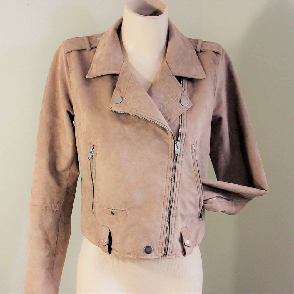 American Rag Cie Faux Suede Camel Moto Jacket S.